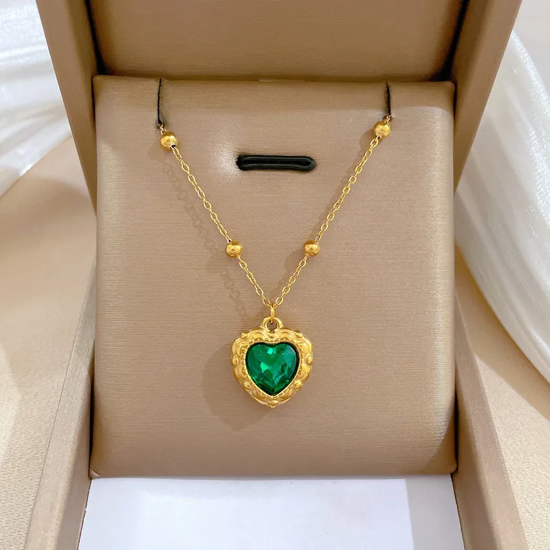 Gold-Plated Heart Shape Butterfly Titanium Steel Necklace